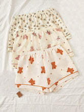 3 piezas Pantalones cortos de pijama con estampado de dibujos animados de burbujas y arrugas